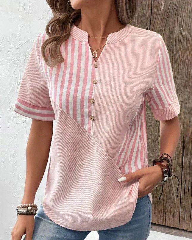 Women's Blouse | Stripe Pane Button Front