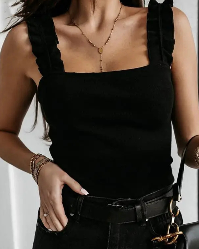 Women’s Blouse | Ruffle Strap Cropped