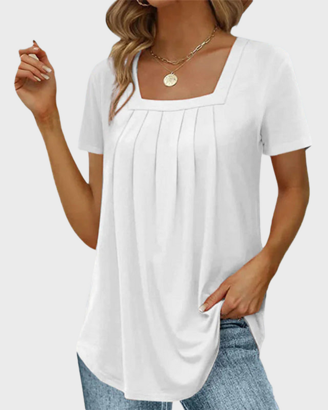 Women’s Blouse | Square Neck Pleated Front