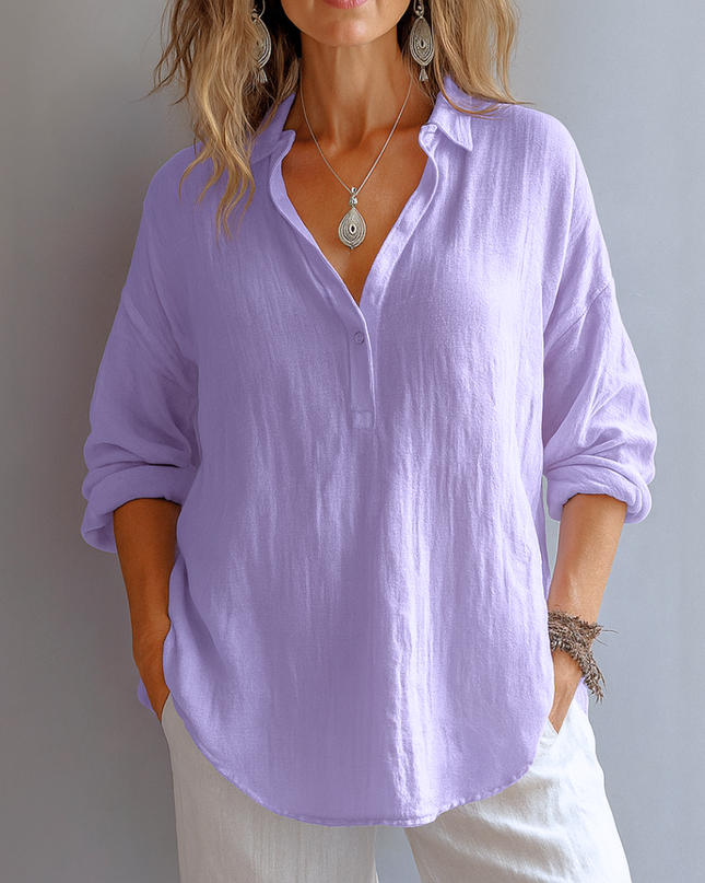 Women’s Blouse | Partial Button Collared