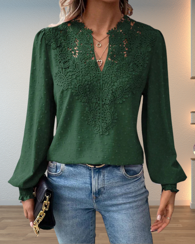 Women’s Blouse | V-Neck with Guipure Lace