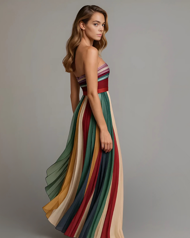 Women's Dress | Pleated Maxi Strapless Design