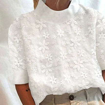 Women’s Blouse | Embroidered Stand-Up Collar