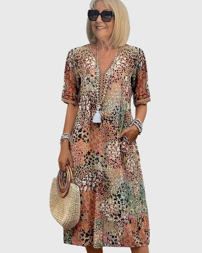 Yvonna | Elegant Floral Midi Dress