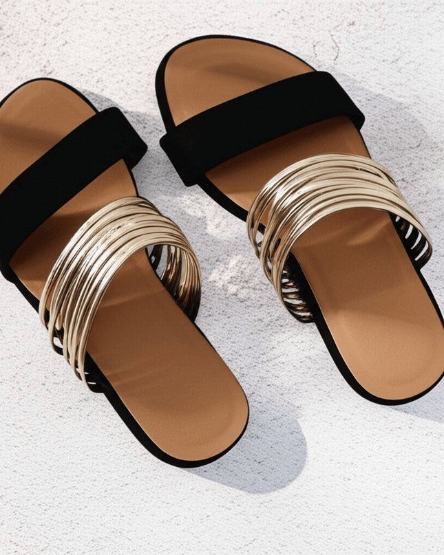 Sandals For Women | Open Toe Slide With Multi Band Detail