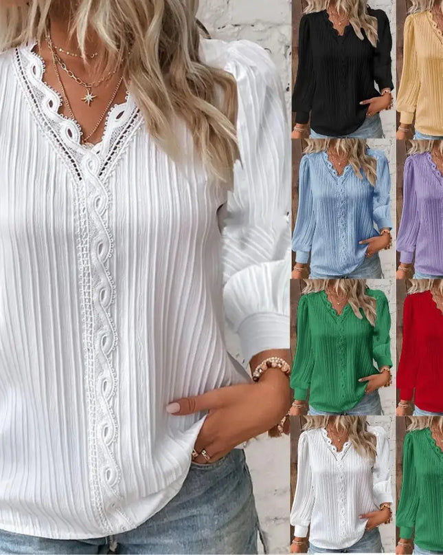 Women's Blouse | Textured V-Neck Detail