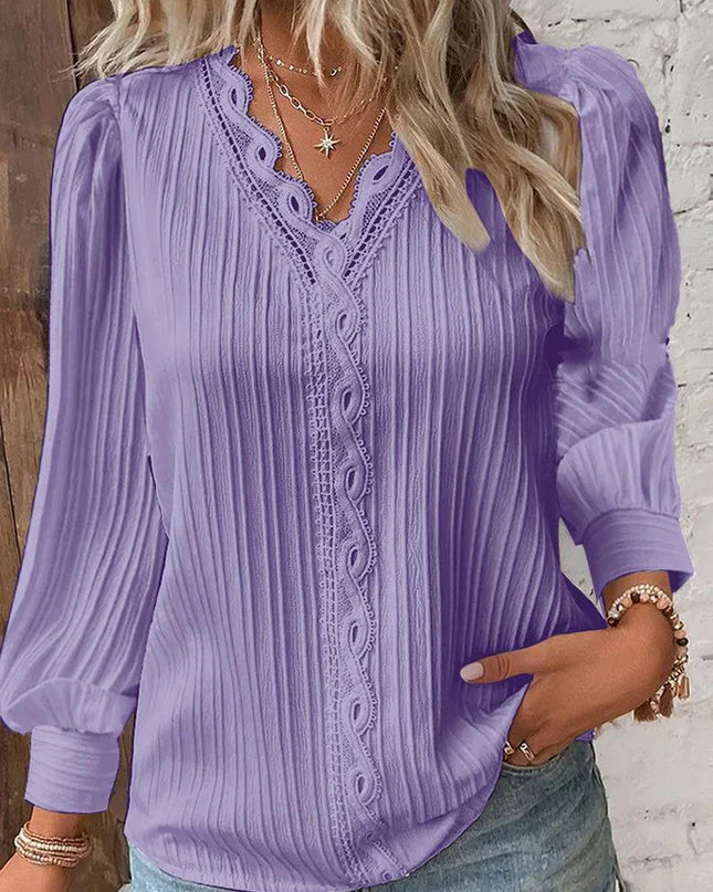 Women's Blouse | Textured V-Neck Detail