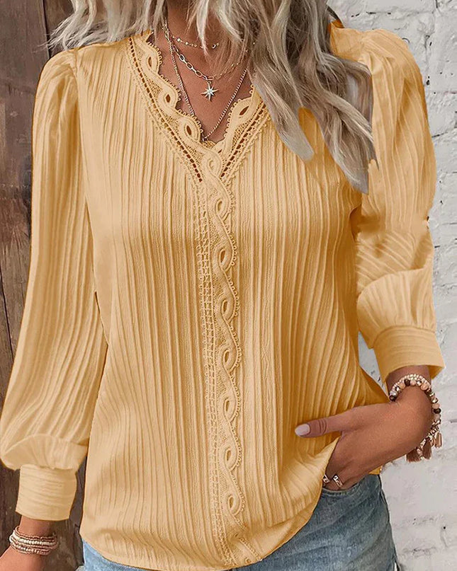 Women's Blouse | Textured V-Neck Detail