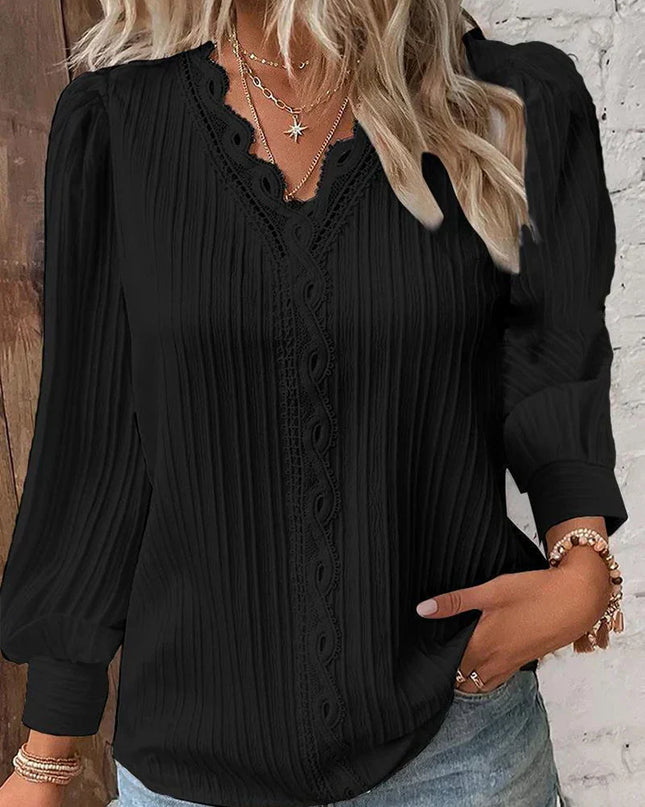 Women's Blouse | Textured V-Neck Detail