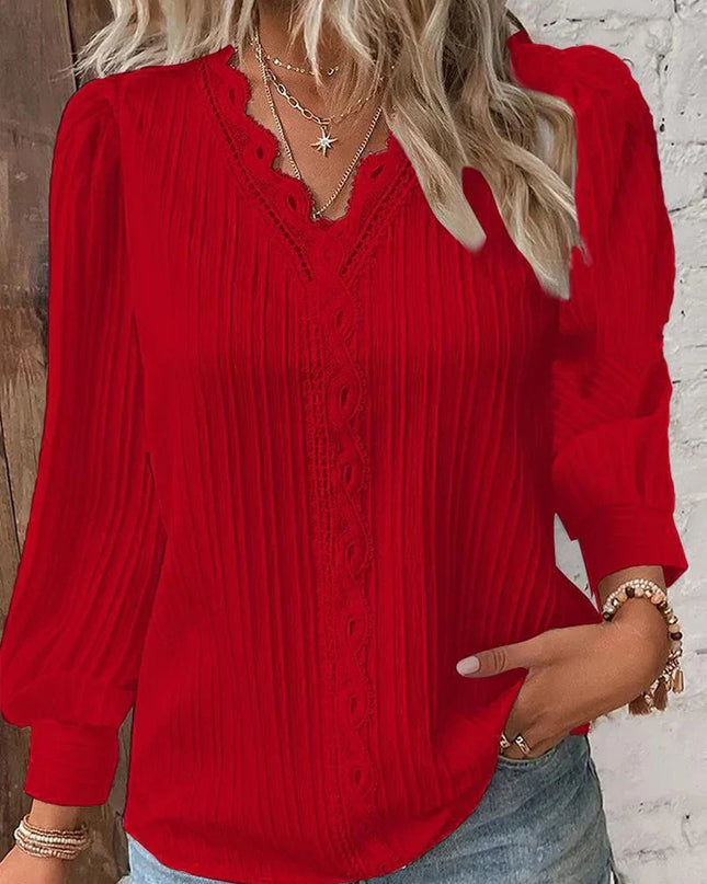 Women's Blouse | Textured V-Neck Detail