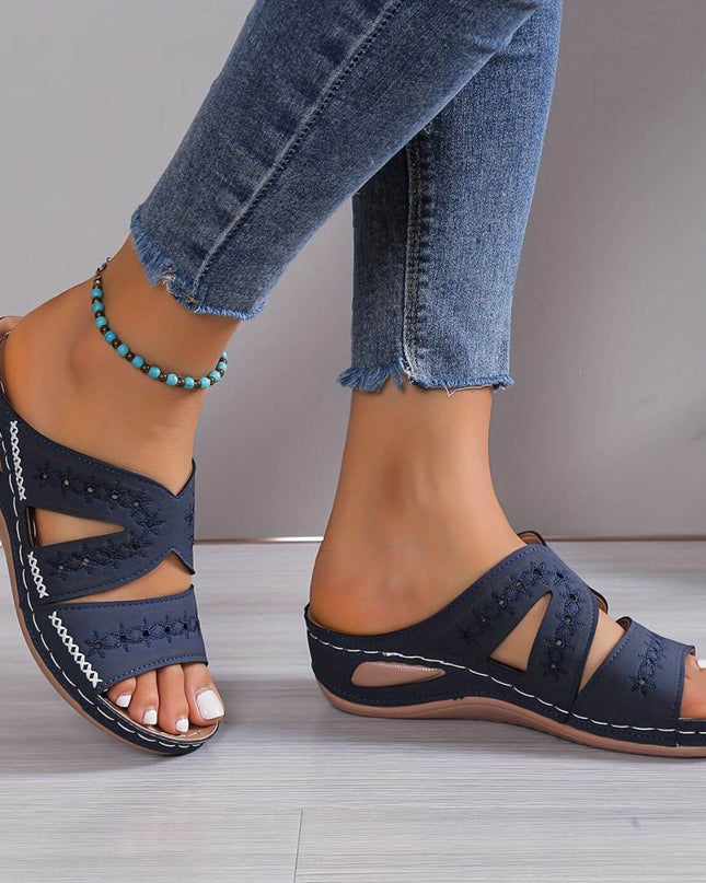 Sandals For Women | Open Toe Slip-On With Cutout Sides