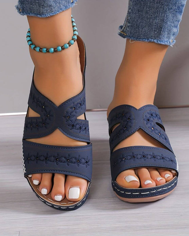 Sandals For Women | Open Toe Slip-On With Cutout Sides