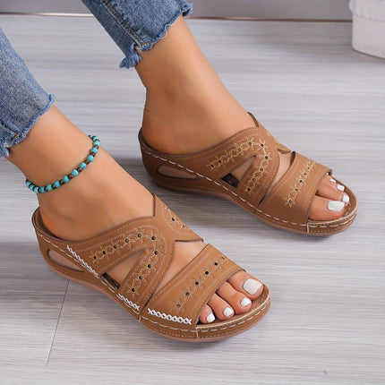 Sandals For Women | Open Toe Slip-On With Cutout Sides