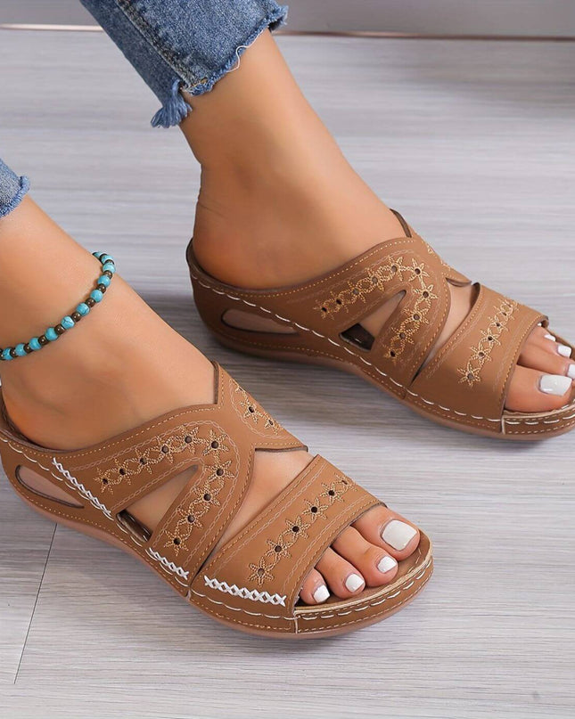 Sandals For Women | Open Toe Slip-On With Cutout Sides