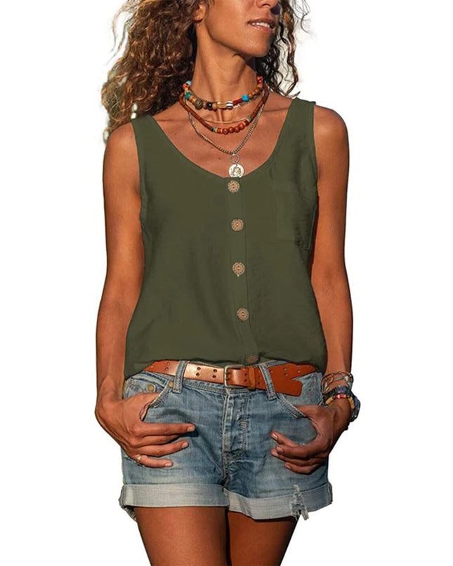Women’s Top | Sleeveless Button-Up