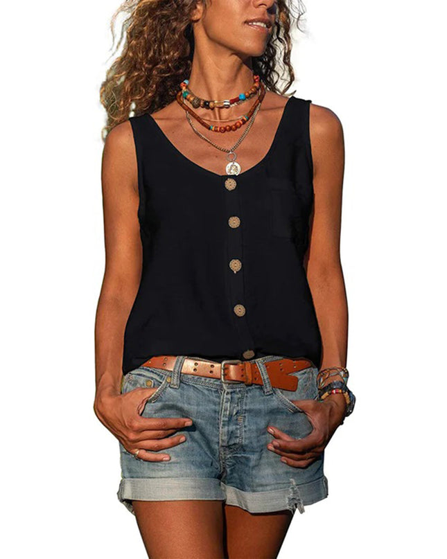 Women’s Top | Sleeveless Button-Up