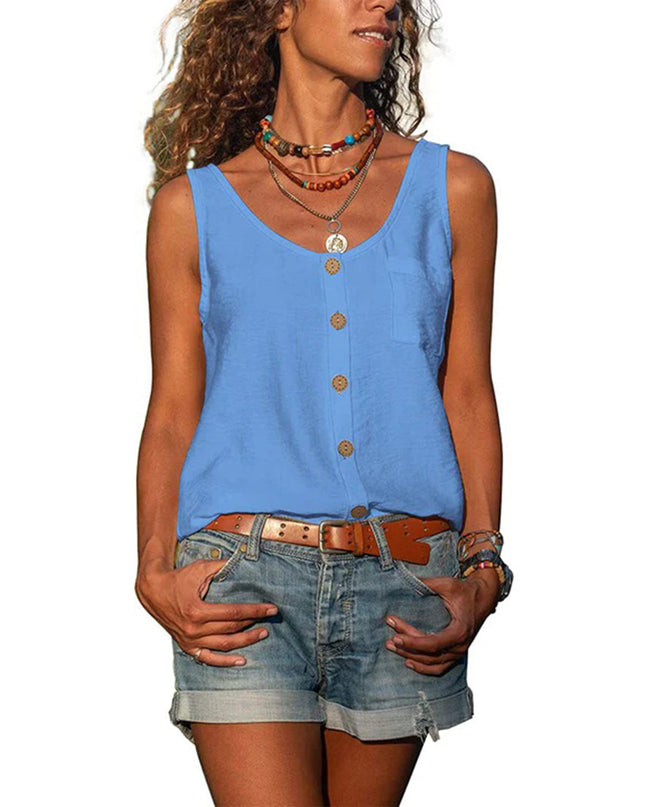Women’s Top | Sleeveless Button-Up