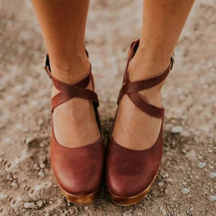 Heels For Women | Platform Closed Toe With Ankle Straps