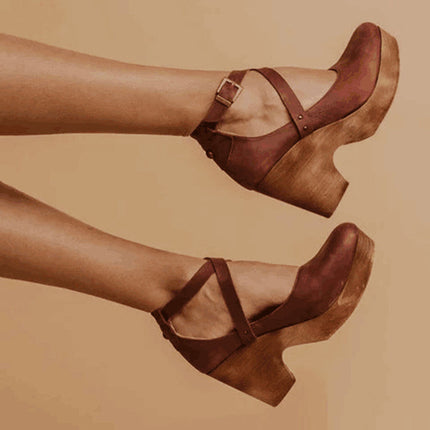 Heels For Women | Platform Closed Toe With Ankle Straps