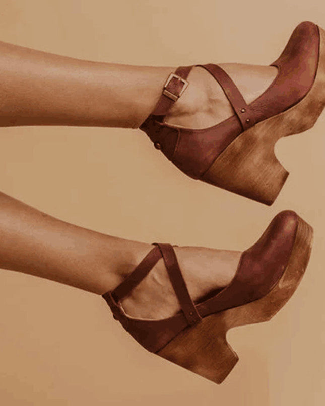 Heels For Women | Platform Closed Toe With Ankle Straps