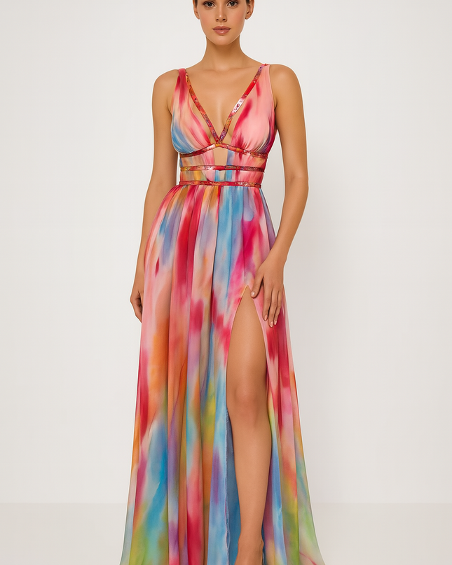 Women’s Dress | V-Neck Slit Maxi