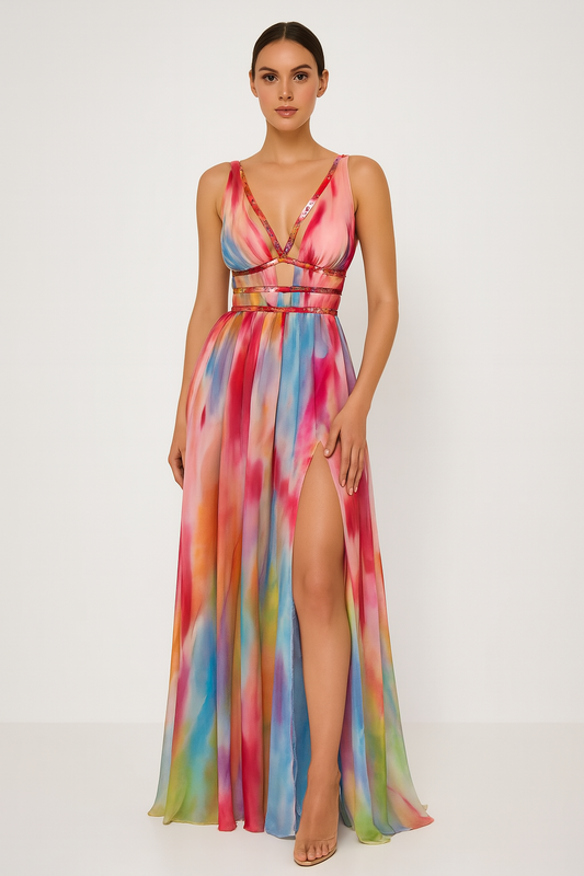 Women’s Dress | V-Neck Slit Maxi