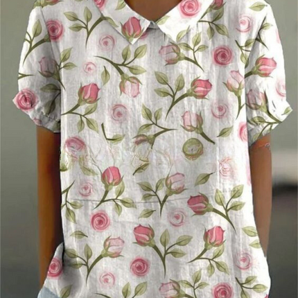 Women’s Blouse | Floral with Pointed Collar