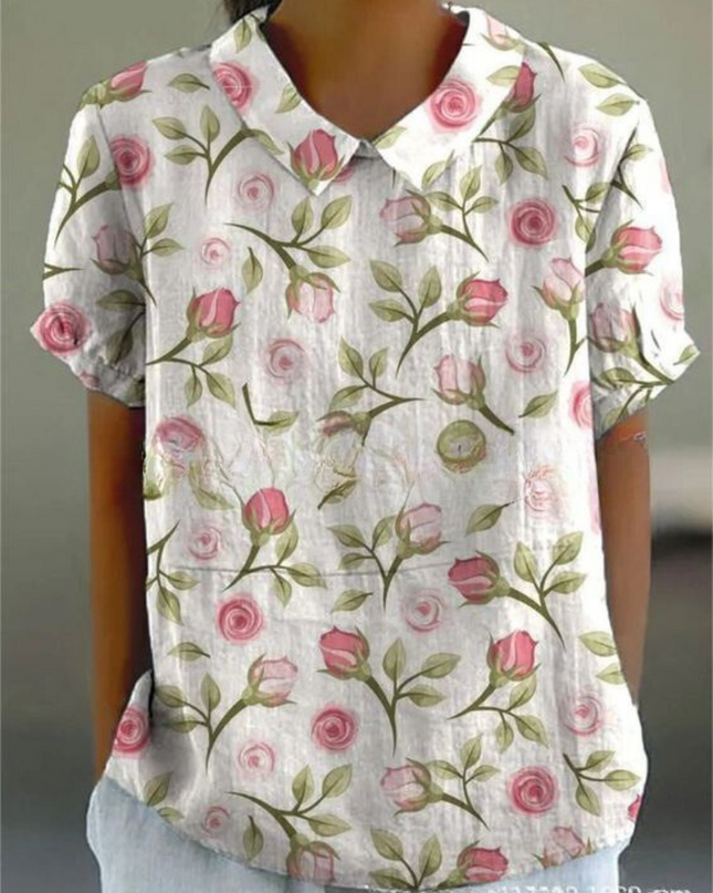 Women’s Blouse | Floral with Pointed Collar