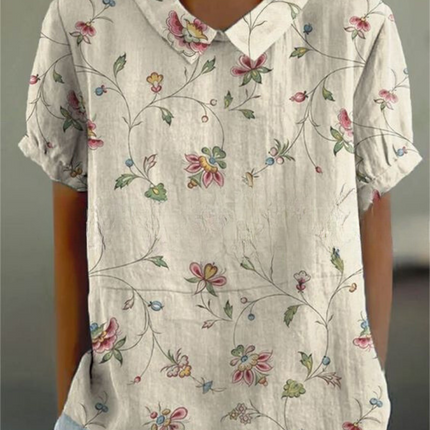 Women’s Blouse | Floral with Pointed Collar