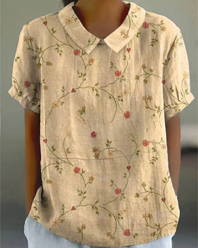 Women’s Blouse | Floral with Pointed Collar
