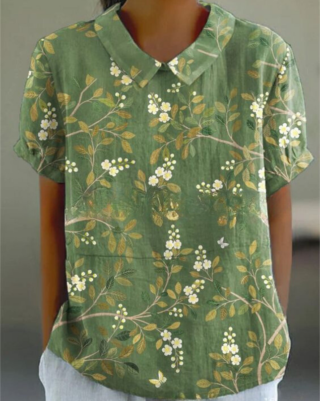 Women’s Blouse | Floral with Pointed Collar