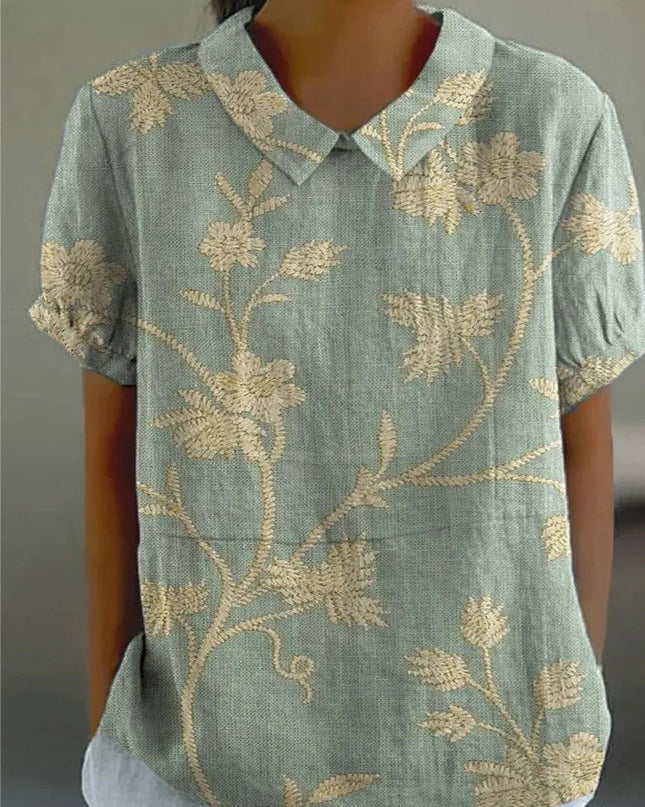 Women’s Blouse | Floral with Pointed Collar