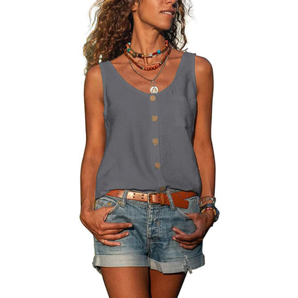 Women’s Top | Sleeveless Button-Up