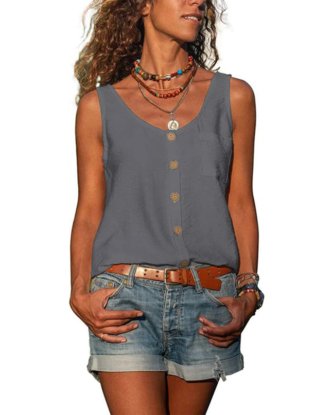 Women’s Top | Sleeveless Button-Up