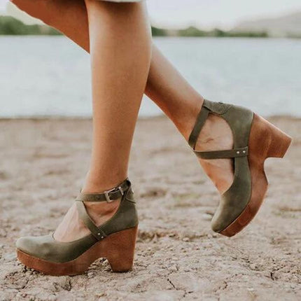 Heels For Women | Platform Closed Toe With Ankle Straps