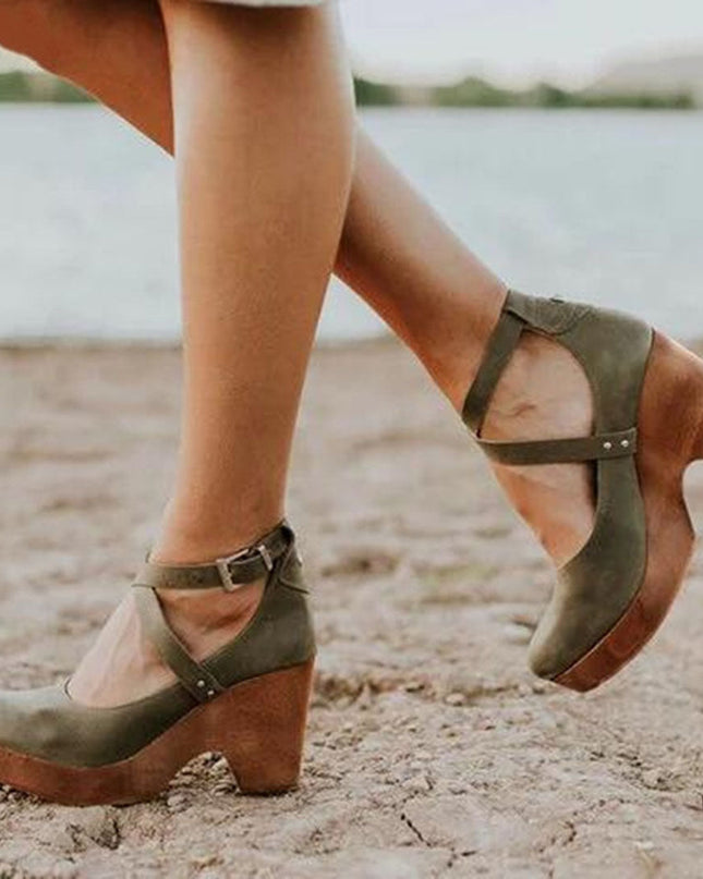 Heels For Women | Platform Closed Toe With Ankle Straps