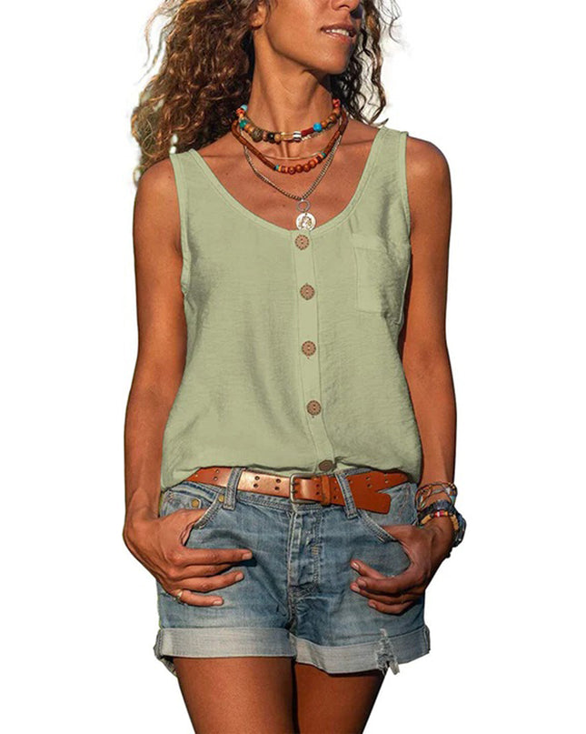 Women’s Top | Sleeveless Button-Up