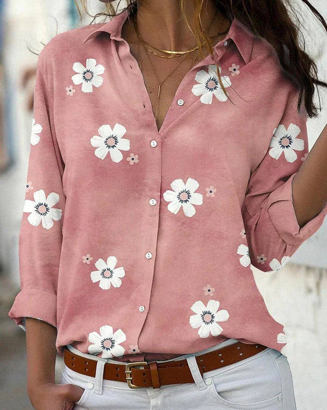 Women's Blouse | Floral Print Button Front