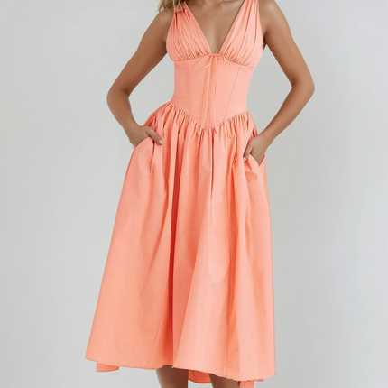 Women’s Summer Dress | Sleeveless V-Neck Midi