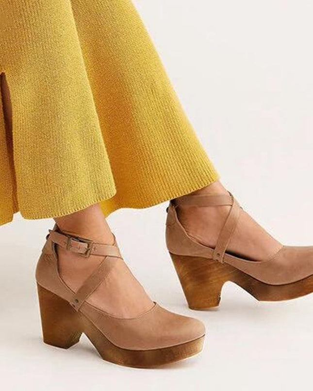 Heels For Women | Platform Closed Toe With Ankle Straps