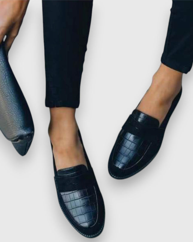 Loafers For Women | Textured Panel Closed Toe