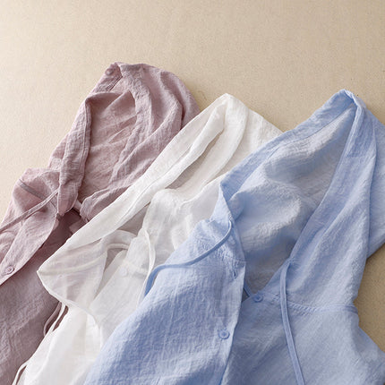 Women’s Blouse | Hooded Long Sleeve Button-Up
