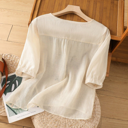 Women’s Blouse | Embroidered Round Neck