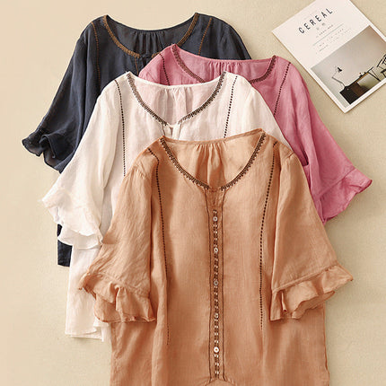 Women’s Blouse | Embroidered Ruffle Sleeve