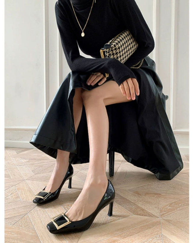 Heels For Women | Square Toe Buckle Detail