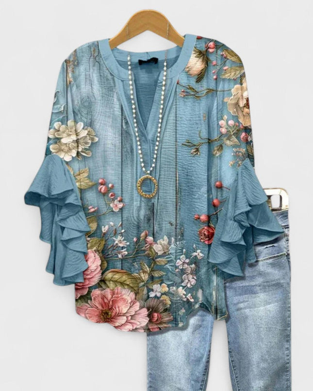Women’s Blouse | V-Neck Ruffle Sleeve