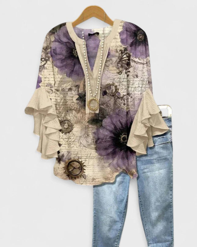Women’s Blouse | V-Neck Ruffle Sleeve