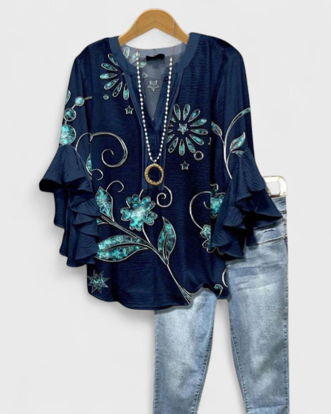 Women’s Blouse | V-Neck Ruffle Sleeve