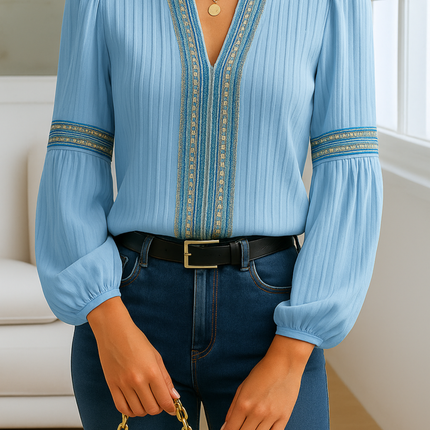 Women’s Blouse | Ruffled V-Neck