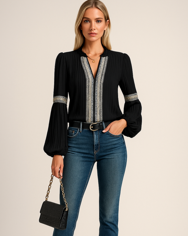 Women’s Blouse | Ruffled V-Neck